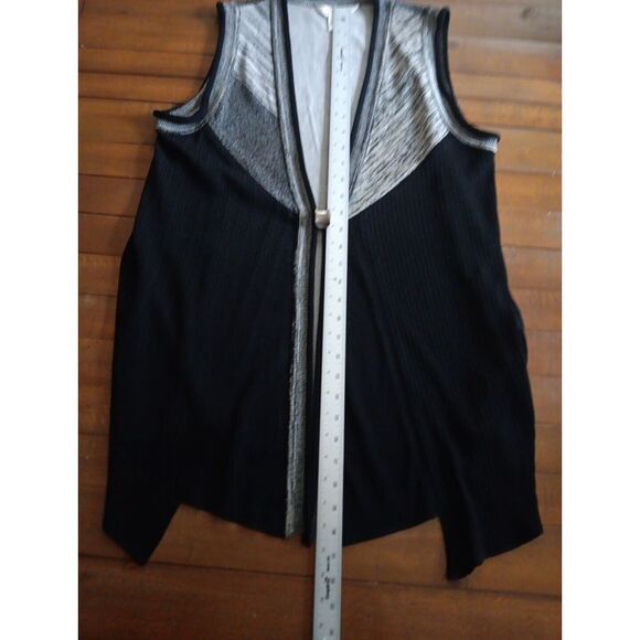 Exclusively Misook‎ Duster Vest Cardigan Womens M Black and Gray Sleeveless - Picture 4 of 9